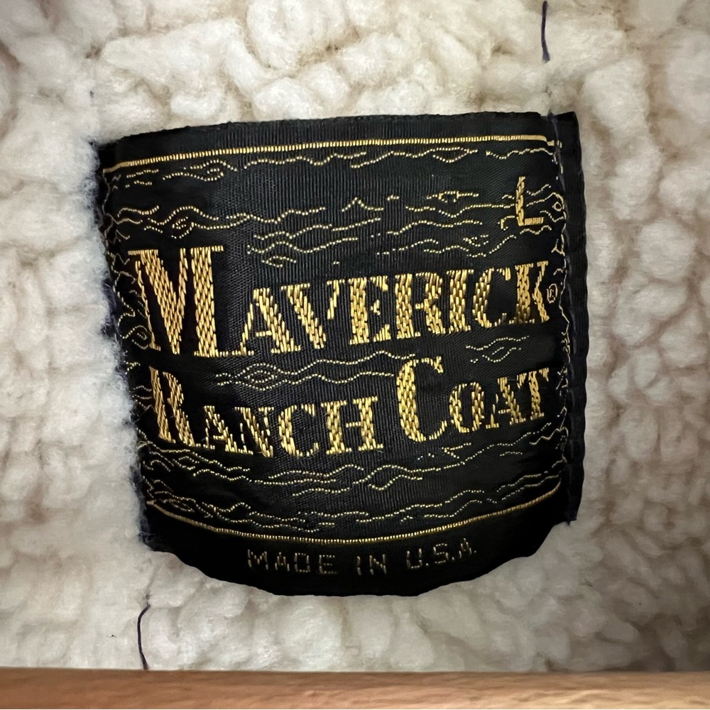 Vtg Maverick Ranch Coat Blue Denim Sherpa Lined Snap Western Jacket Large - USA - Picture 6 of 8